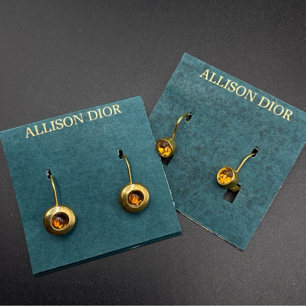 ALLISON DIOR Gold Tone Pierced Earrings Pair NEW
